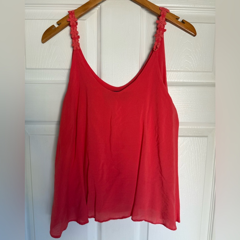 Francesca’s Blue Rain Camisole with Floral Strap Detail